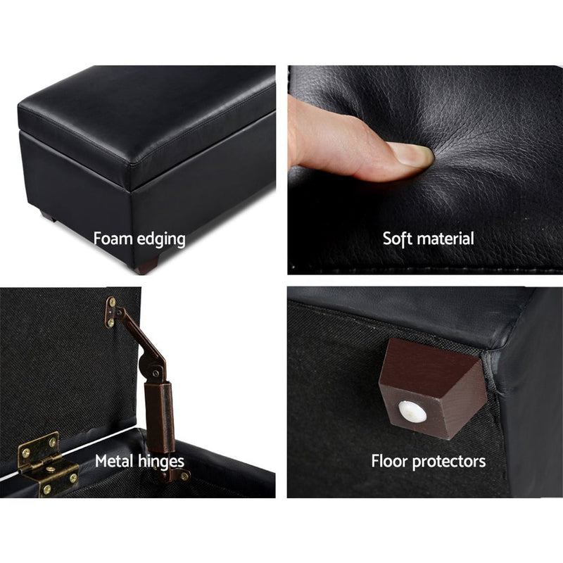 Artiss Faux PU Leather Storage Ottoman - Black Payday Deals