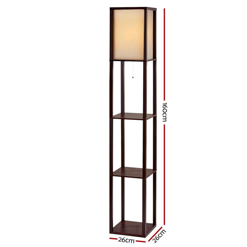 Artiss Floor Lamp Vintage Reding Light Stand Wood Shelf Storage Organizer Home Payday Deals