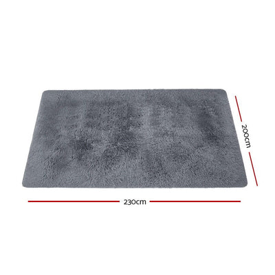 Artiss Floor Rugs Soft Shaggy Rug Large 200x230cm Carpet Anti-slip Mat Area Grey Payday Deals