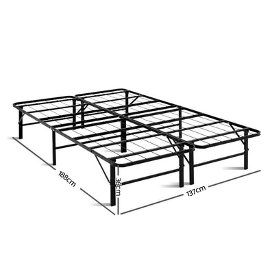 Artiss Foldable Double Metal Bed Frame - Black Payday Deals