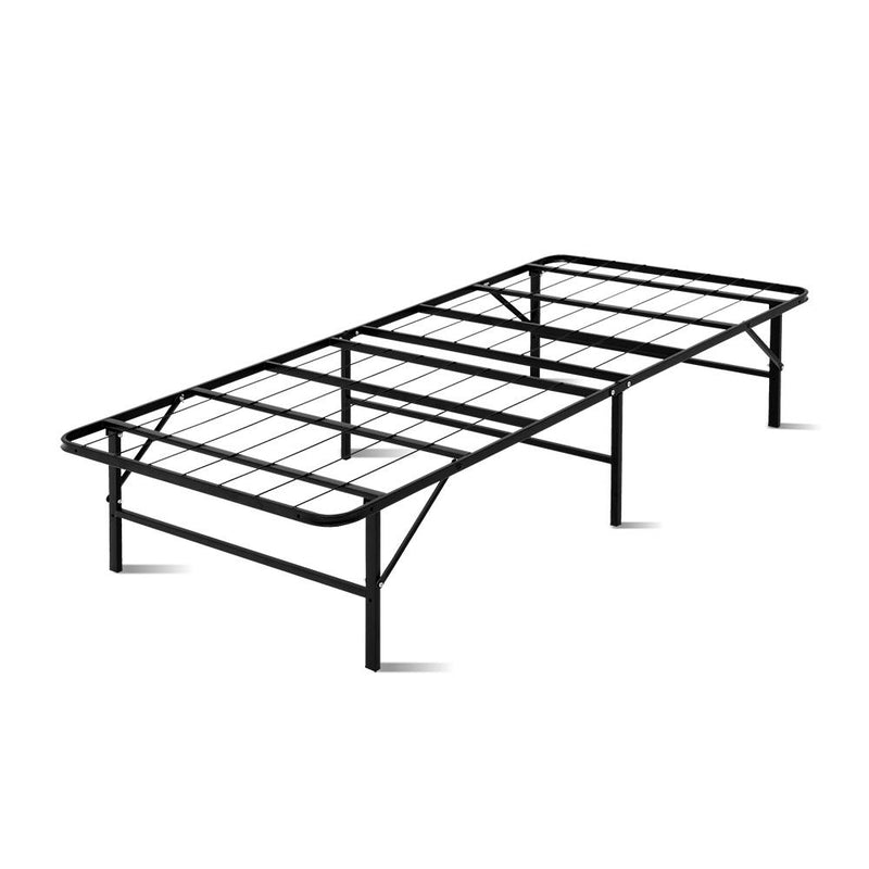 Artiss Folding Bed Frame Single Metal Bed Base Portable Black Payday Deals