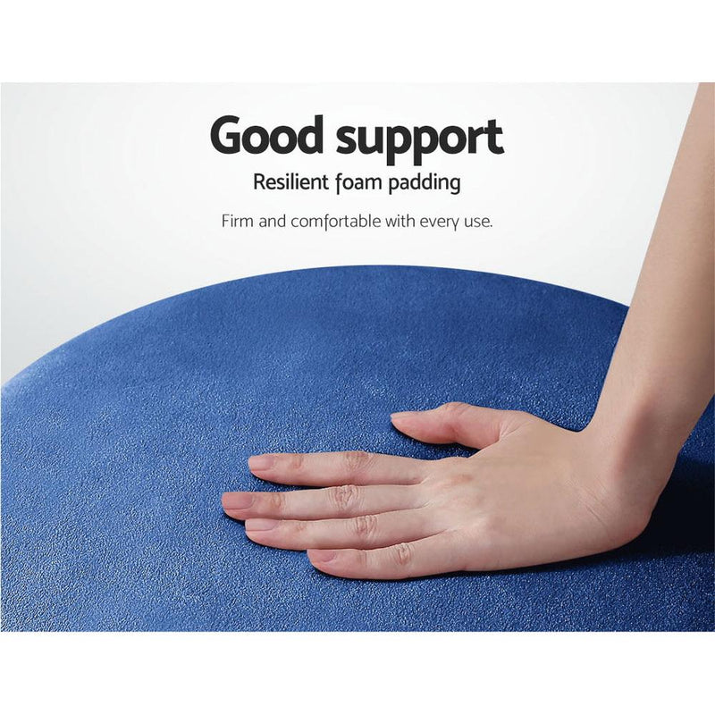 Artiss Foot Stool Round Velvet Ottoman Foot Rest Pouf Padded Seat Footstool Navy Payday Deals