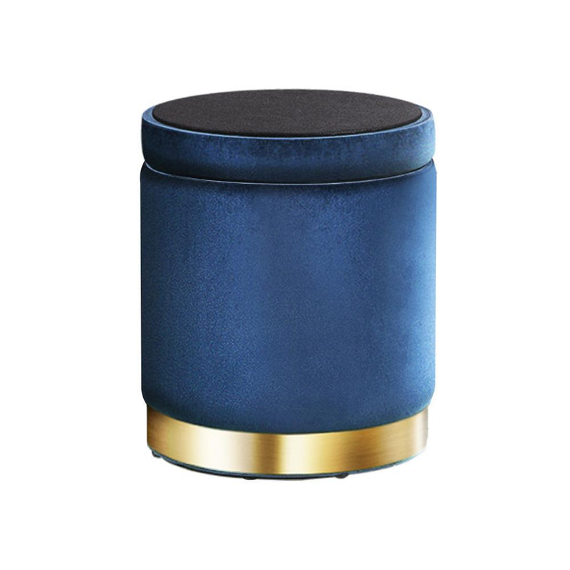 Artiss Foot Stool Round Velvet Storage Ottoman Foot Rest Pouffe Footstool Navy Payday Deals