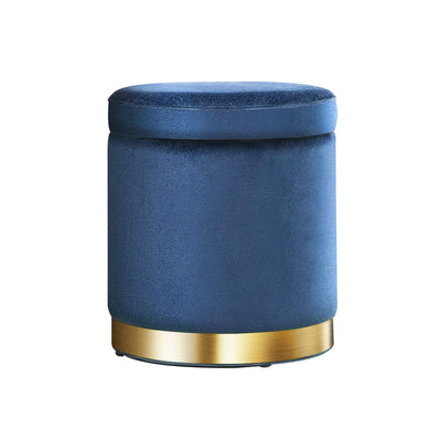 Artiss Foot Stool Round Velvet Storage Ottoman Foot Rest Pouffe Footstool Navy Payday Deals