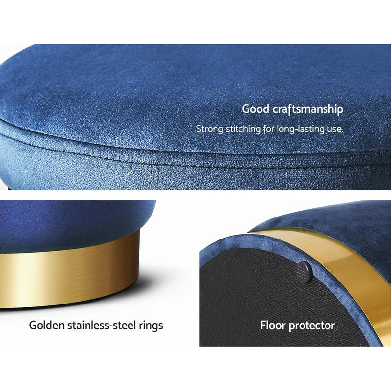 Artiss Foot Stool Round Velvet Storage Ottoman Foot Rest Pouffe Footstool Navy Payday Deals