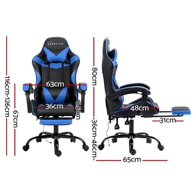 Artiss Gaming Chairs Massage Racing Recliner Leather Office Chair Footrest Payday Deals