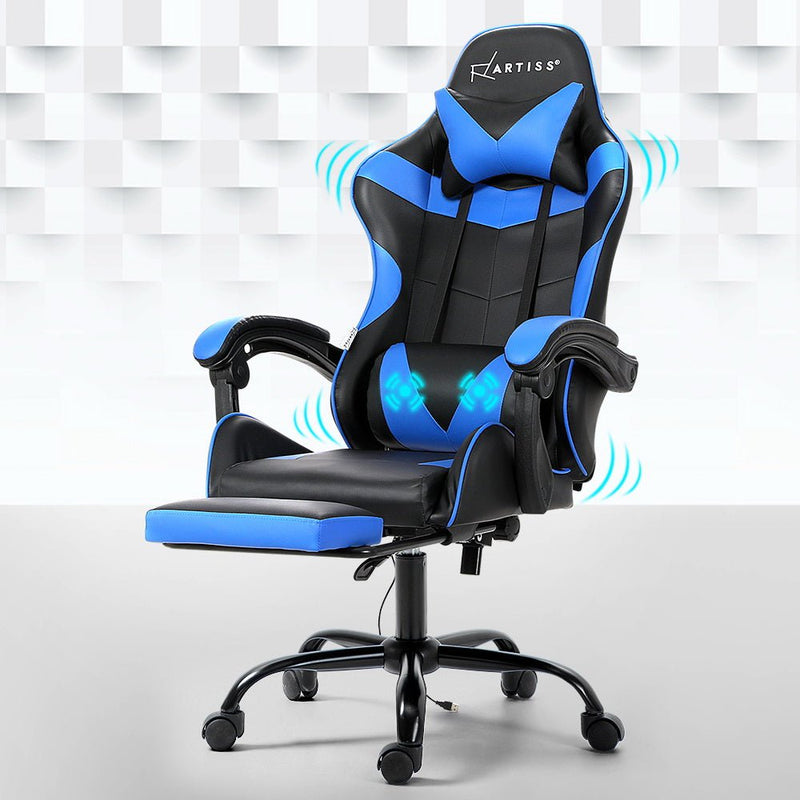 Artiss Gaming Chairs Massage Racing Recliner Leather Office Chair Footrest Payday Deals