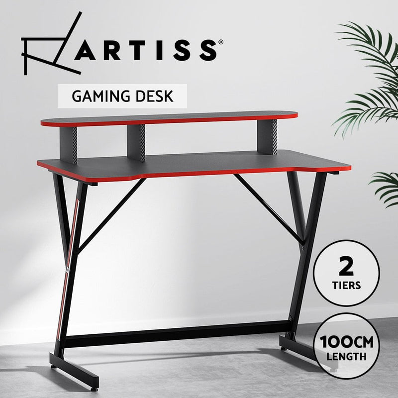 Artiss Gaming Desk Computer Desks Table 2-Tiers Storage Study Home Ofiice 100CM Payday Deals