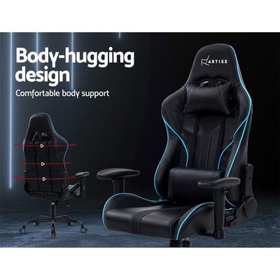 Artiss Gaming Office Chair Computer Chairs Leather Seat Racing Racer Recliner Meeting Chair Black Blue Payday Deals