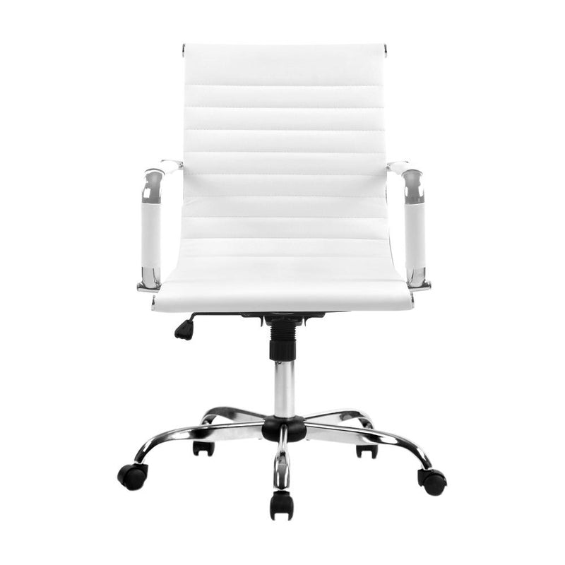 Artiss Gaming Office Chair Computer Desk Chairs Home Work Study White Mid Back Payday Deals