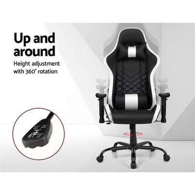Artiss Gaming Office Chair Computer Desk Chairs Racing Recliner Seat White Payday Deals