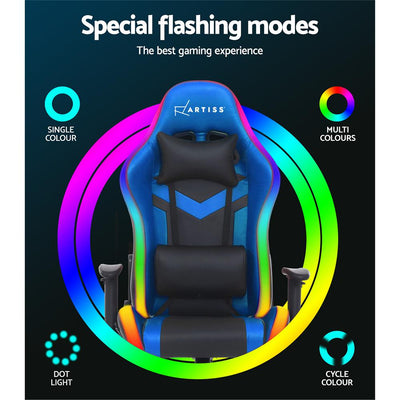 Artiss Gaming Office Chair RGB LED Lights Computer Desk Chair Home Work Chairs Payday Deals