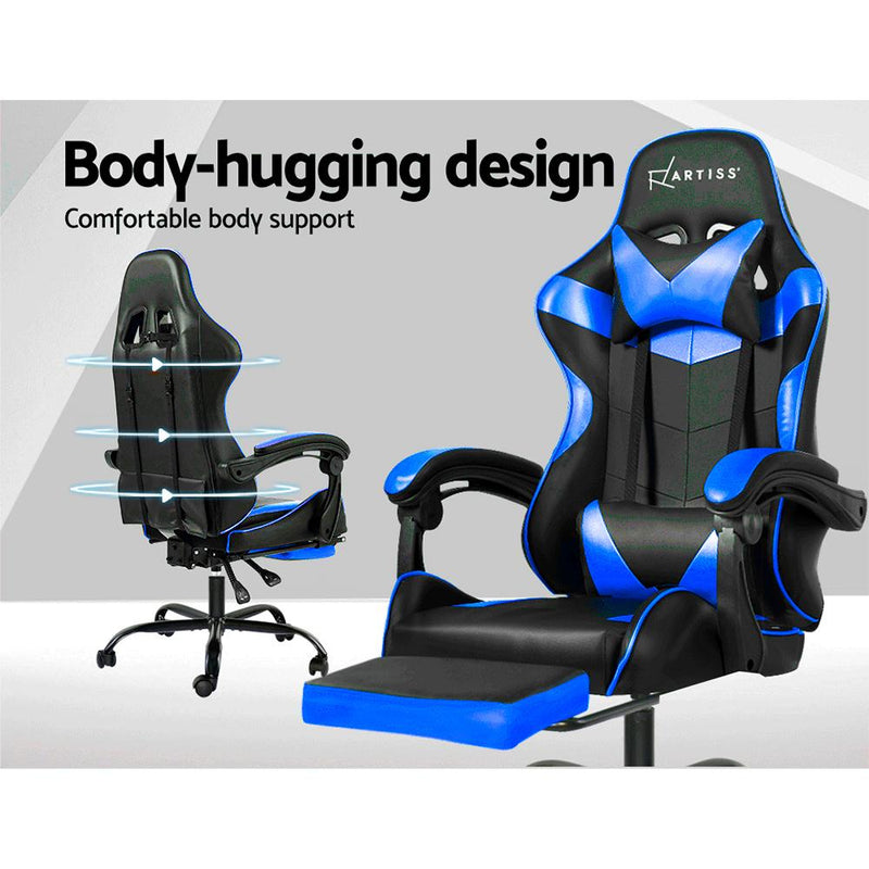 Artiss Gaming Office Chairs Computer Seating Racing Recliner Footrest Black Blue Payday Deals