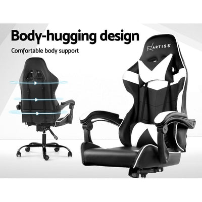Artiss Gaming Office Chairs Computer Seating Racing Recliner Racer Black White Payday Deals