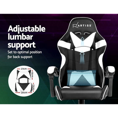 Artiss Gaming Office Chairs Computer Seating Racing Recliner Racer Black White Payday Deals