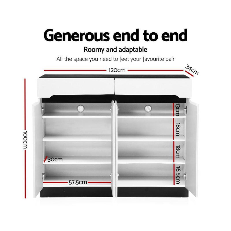 Artiss High Gloss Shoe Cabinet Storage Organisers Rack Box Shelf Cupboard Drawer