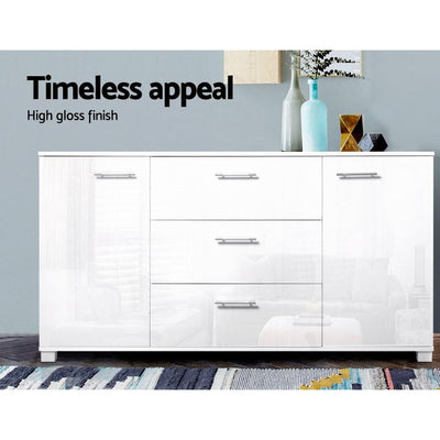 Artiss High Gloss Sideboard Storage Cabinet Cupboard - White Payday Deals