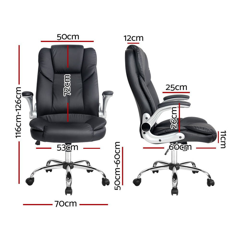 Artiss Kea Executive Office Chair Leather Black Payday Deals