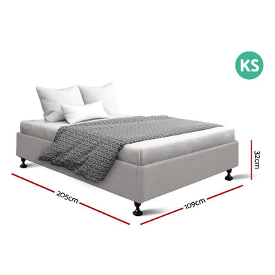 Artiss King Single Size Bed Base Frame Mattress Platform Fabric Wooden Beige TOMI - Payday Deals