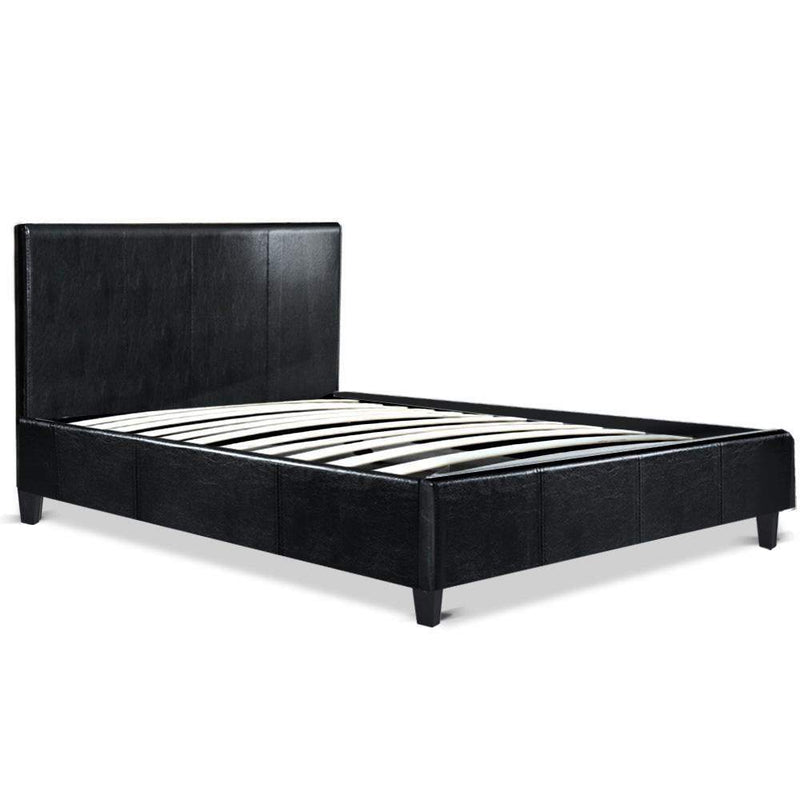 Artiss King Single Size Bed Frame Base Mattress Platform Leather Wooden Black NEO