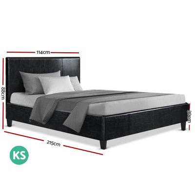 Artiss King Single Size Bed Frame Base Mattress Platform Leather Wooden Black NEO Payday Deals