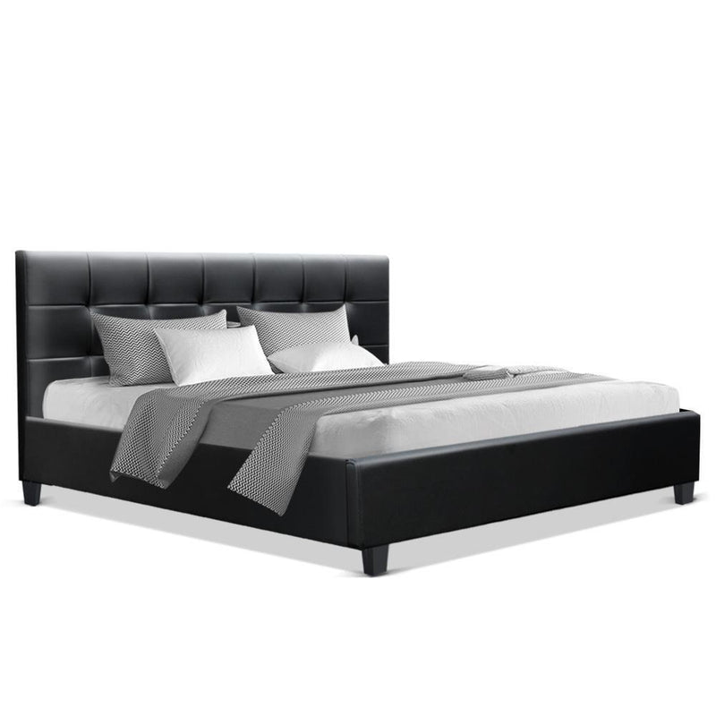 Artiss King Size Bed Frame Base Mattress Platform Black Leather Wooden SOHO