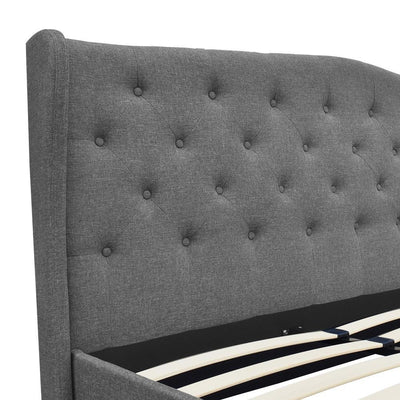 Artiss King Size Wooden Upholstered Bed Frame Headborad - Grey