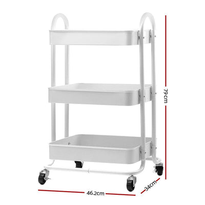 Artiss Kitchen Trolley Storage  Cart Portable 3 Tier Rolling Rack Shelf Wheels Organiser