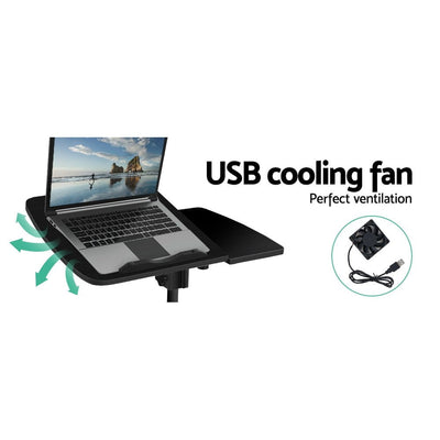 Artiss Laptop Table Desk Adjustable Stand With Fan - Black Payday Deals