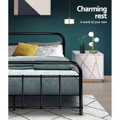 Artiss LEO Metal Bed Frame - Double (Black) Payday Deals