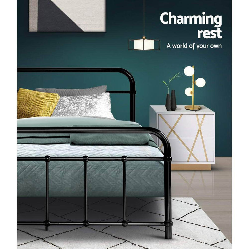 Artiss LEO Metal Bed Frame KS King Single - Black Payday Deals