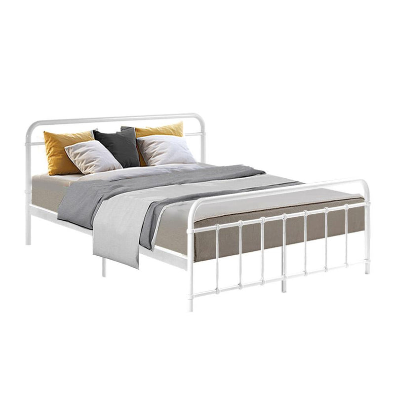 Artiss LEO Metal Bed Frame - Queen (White) Payday Deals