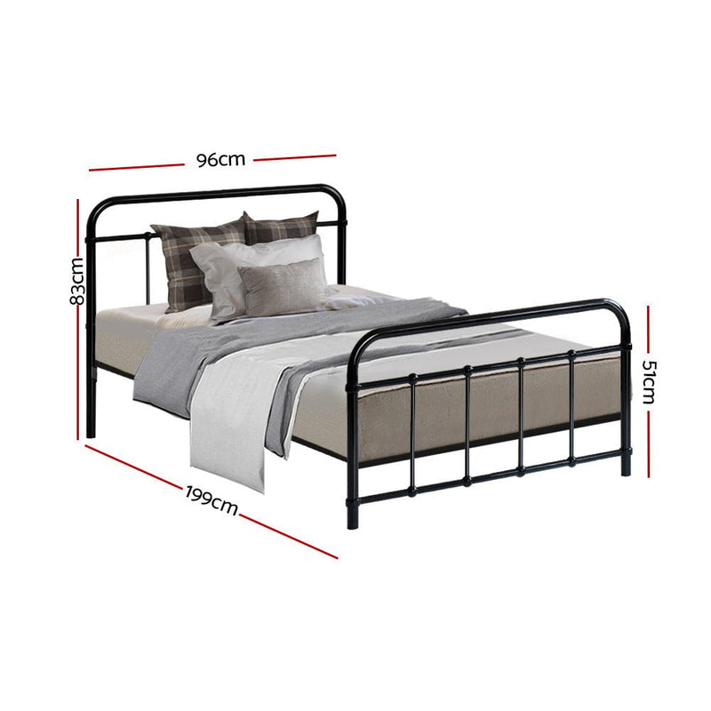 Artiss LEO Metal Bed Frame - Single (Black) Payday Deals