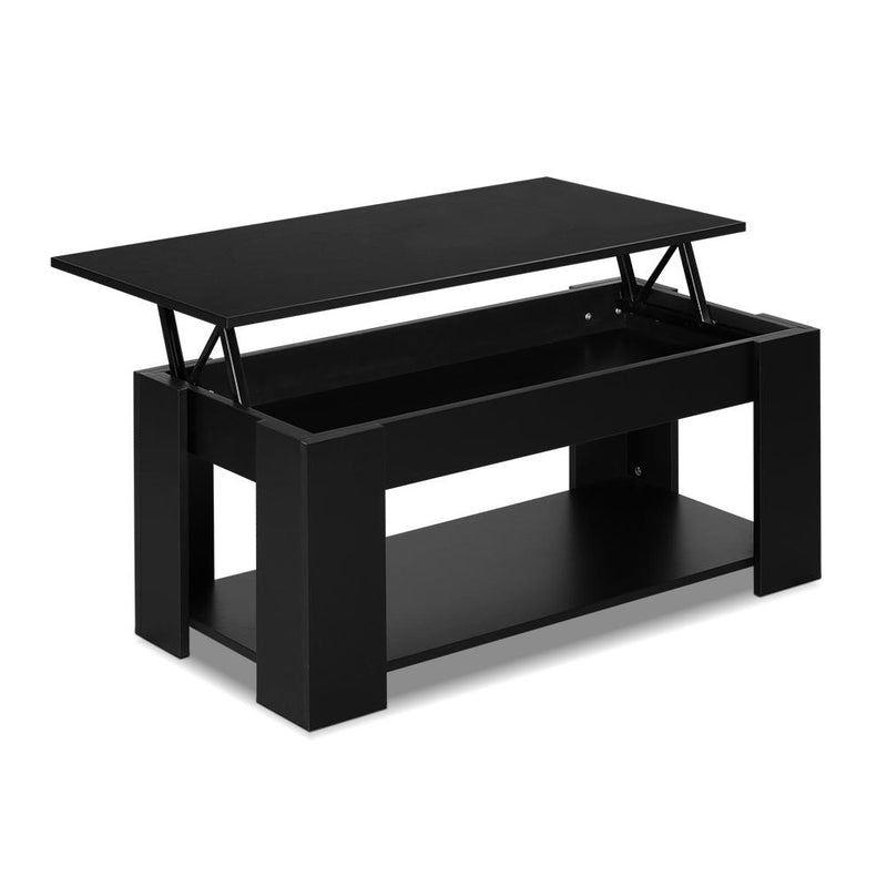 Artiss Lift Up Top Coffee Table Storage Shelf Black Payday Deals