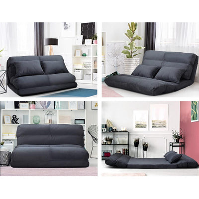 Artiss Lounge Sofa Bed Floor Recliner Chaise Chair Folding Adjustable Suede Payday Deals