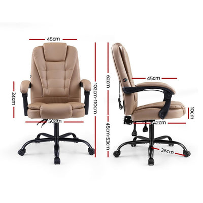 Artiss Massage Office Chair PU Leather Recliner Computer Gaming Chairs Espresso Payday Deals