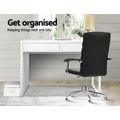 Artiss Metal Desk with 2 Drawers - White Payday Deals