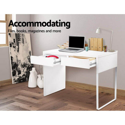 Artiss Metal Desk with 2 Drawers - White Payday Deals