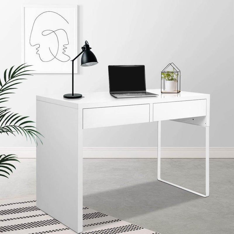 Artiss Metal Desk with 2 Drawers - White Payday Deals