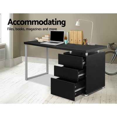 Artiss Metal Desk with 3 Drawers - Black Payday Deals