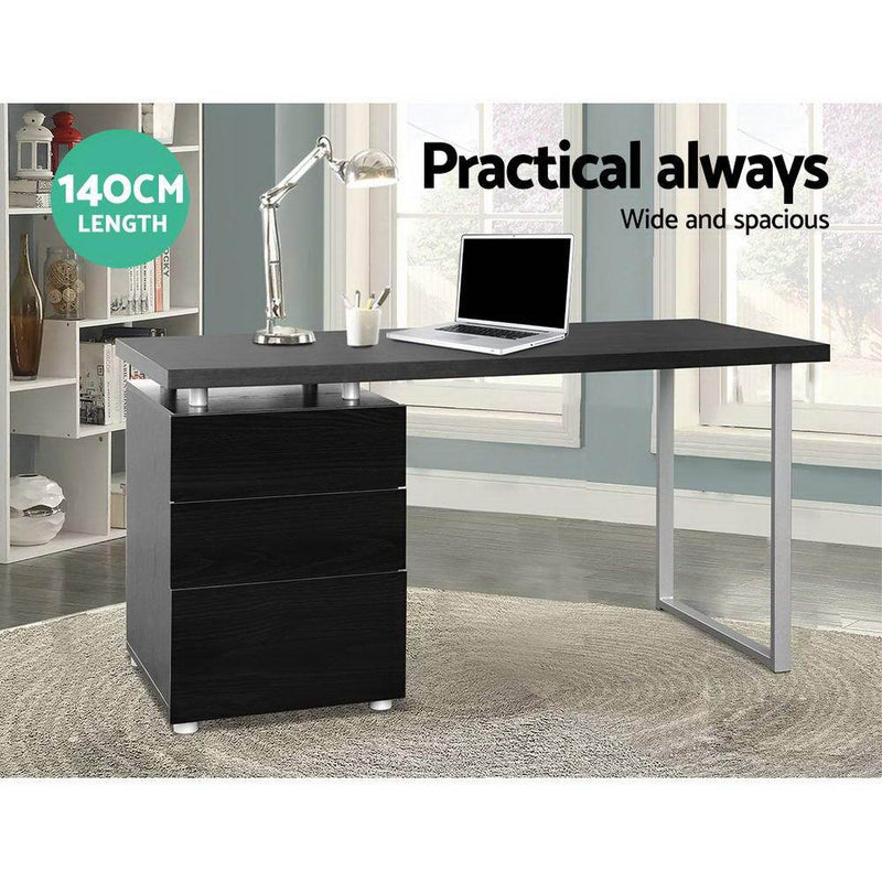 Artiss Metal Desk with 3 Drawers - Black Payday Deals