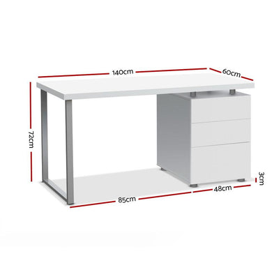 Artiss Metal Desk with 3 Drawers - White Payday Deals