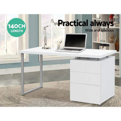 Artiss Metal Desk with 3 Drawers - White Payday Deals