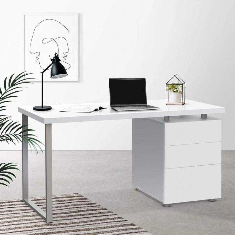 Artiss Metal Desk with 3 Drawers - White Payday Deals