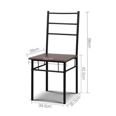 Artiss Metal Table and Chairs - Walnut & Black Payday Deals