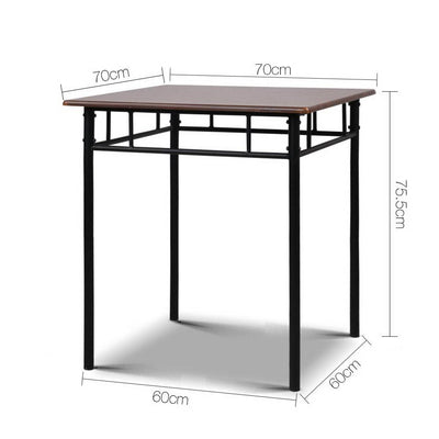 Artiss Metal Table and Chairs - Walnut & Black Payday Deals