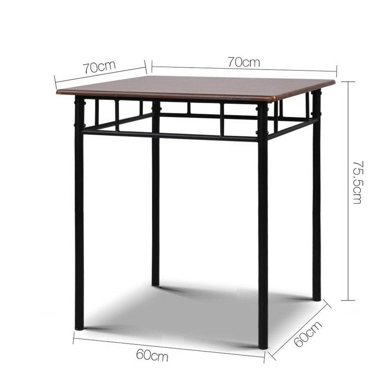 Artiss Metal Table and Chairs - Walnut & Black Payday Deals