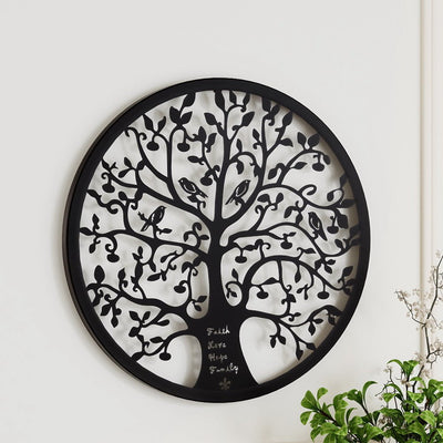 Artiss Metal Wall Art Hanging Sculpture Home Decor Leaf Tree of Life Round Frame Payday Deals