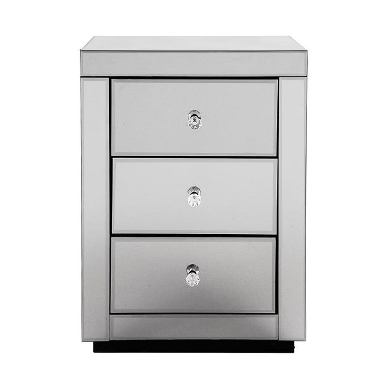 Artiss Mirrored Bedside table Drawers Furniture Mirror Glass Presia Smoky Grey Payday Deals