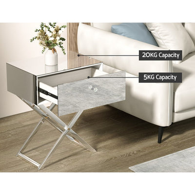 Artiss Mirrored Bedside Table Side End Table Drawers Nightstand Bedroom Silver Payday Deals